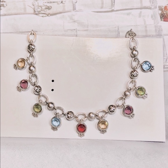 Brighton silver necklace w multi color gems - Picture 5 of 11